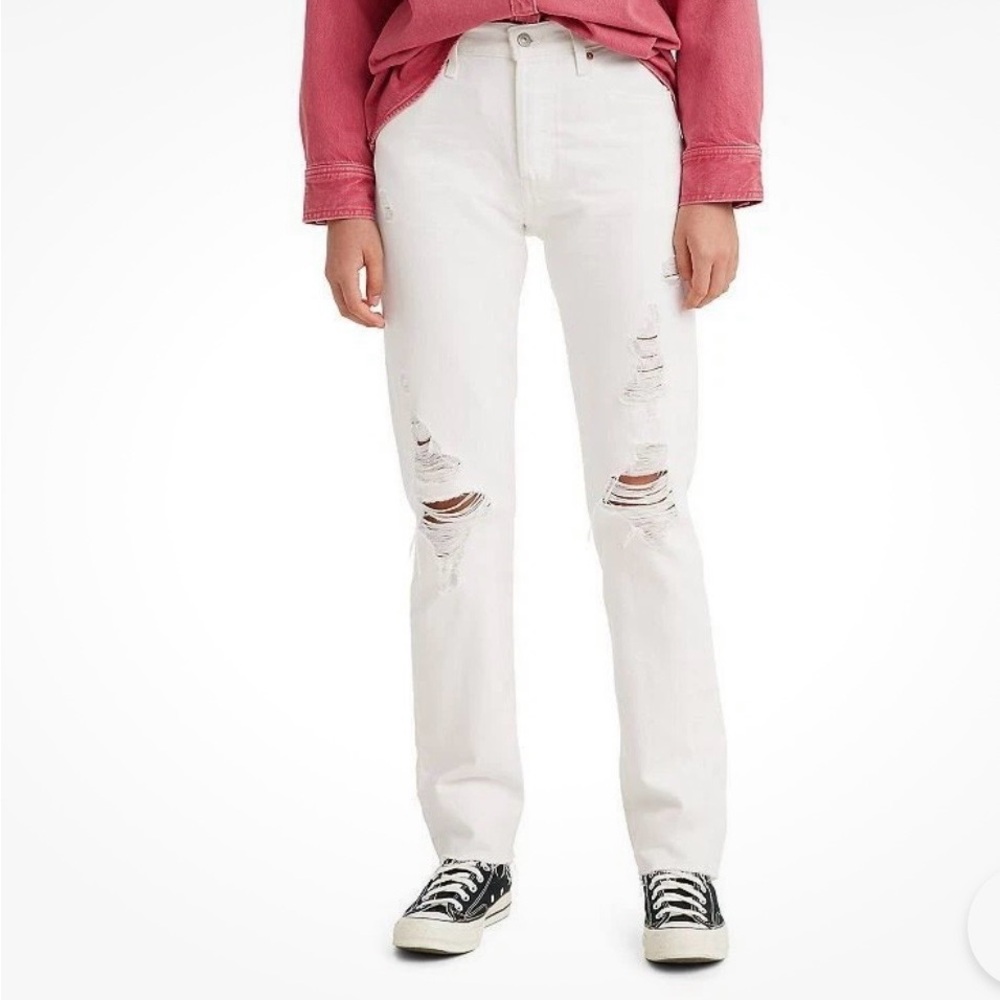 Levi's Women's White Straight Leg Jeans